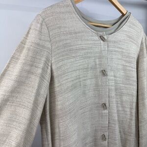 J. Jill  Toggle Linen Blend Cream Knit Sweater Cardigan with Tshirt Size Small